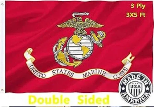 3 X 5 United States Marine Corp. Flag is Double Sided (2 flags sewn together)