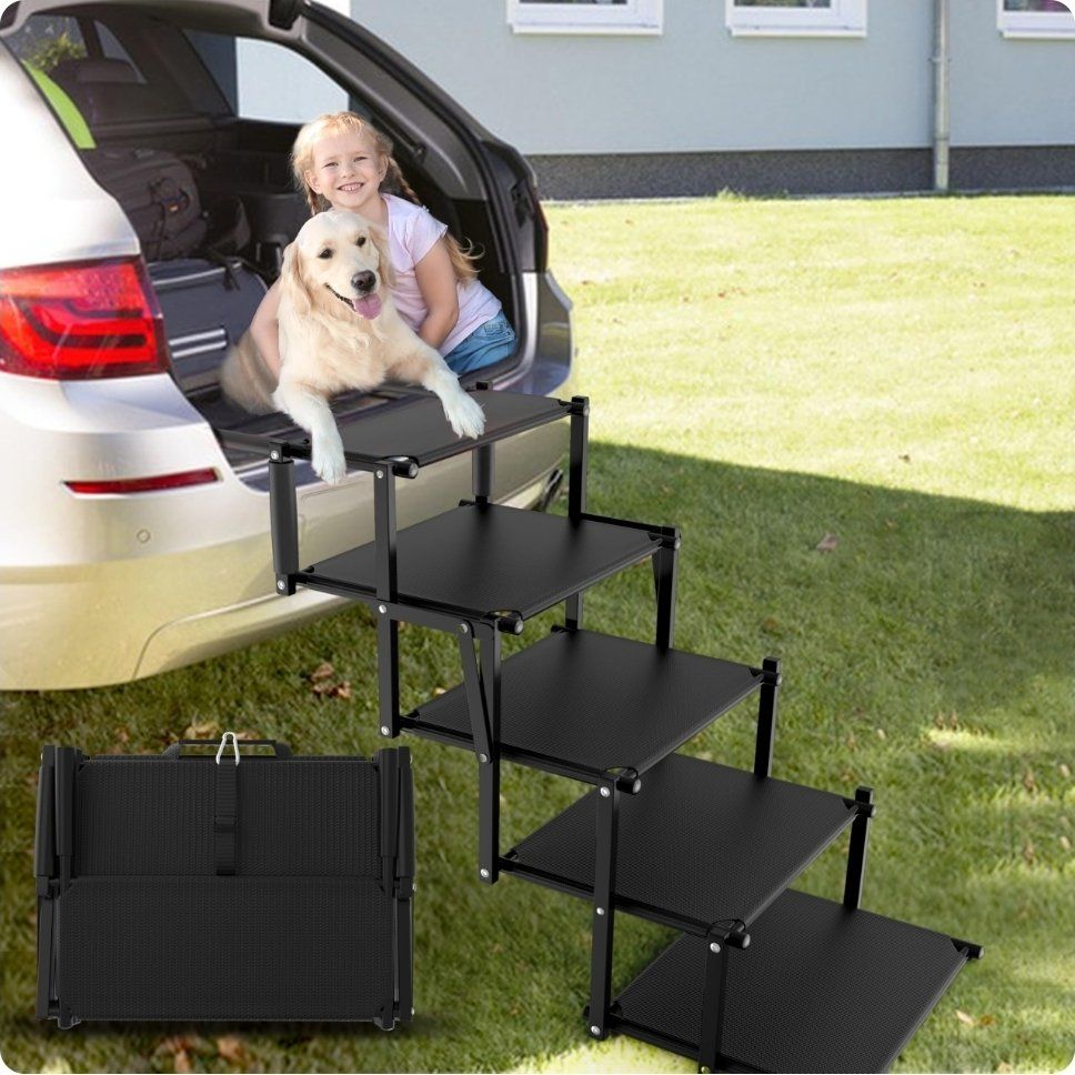 Extra Wide 5 Steps Dog Stairs for Large Dogs