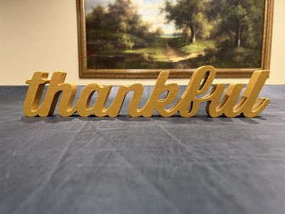 Gold 'Thankful' Wood Sign - Decorative Tabletop Home Decor Accent