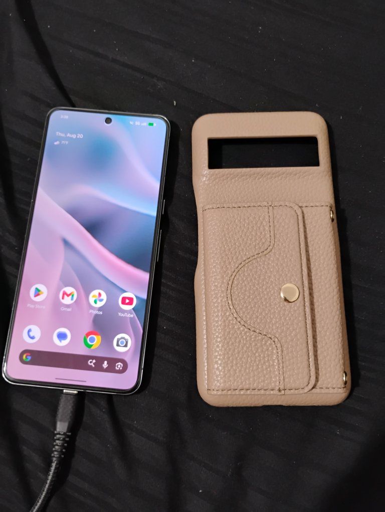 Google Pixel 8 Pro Smartphone with Leather Wallet Case and Box
