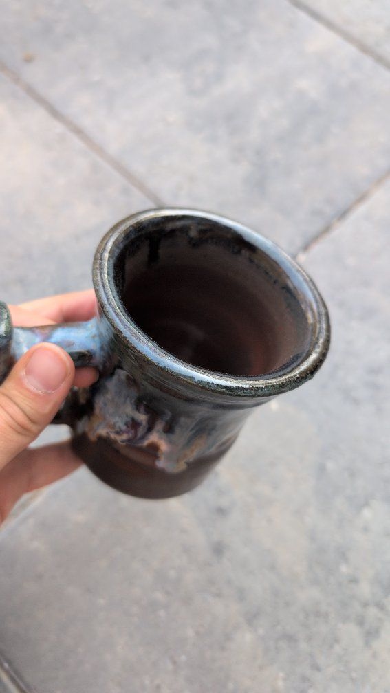 Unique Handcrafted Ceramic Coffee Mug - Blue, White & Brown Glaze, Artisanal Pottery