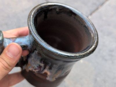 Unique Handcrafted Ceramic Coffee Mug - Blue, White & Brown Glaze, Artisanal Pottery