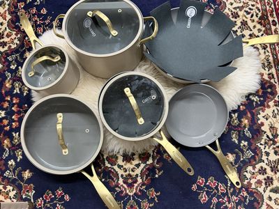 GreenPan Cookware Set Ceramic Nonstick Pots and Pans with Gold Handles