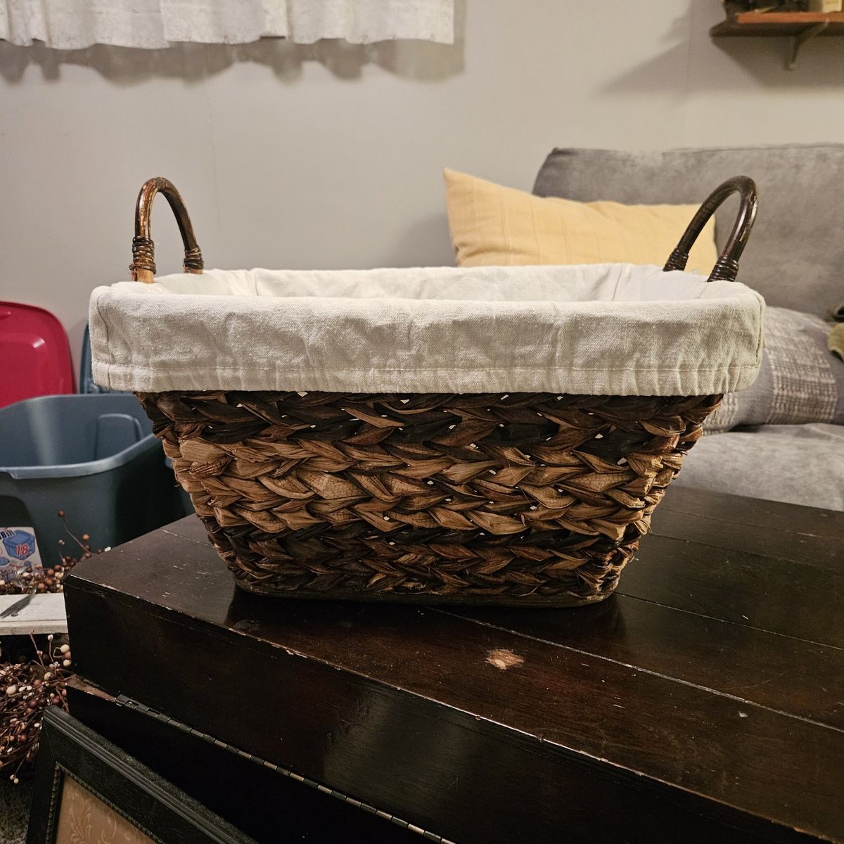 Large basket with handles and liner