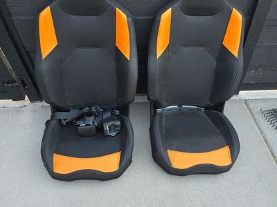 Polaris RZR Factory Seats Pair - Black and Orange UTV Bucket Seats with Seat Belts