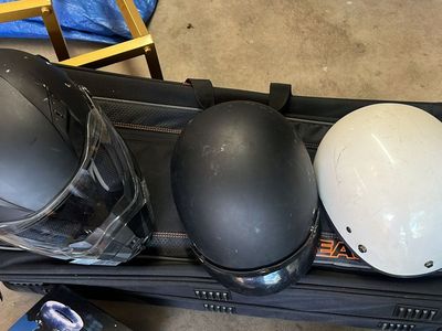 Motorcycle Helmet Bundle: 1 Full-Face, 2 Half-Helmets (Black & White)