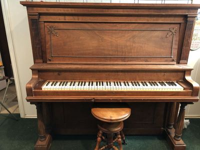 Henderson Upright Piano - Antique Wooden Piano with Carved Details