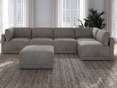 BACK TO SCHOOL HOME UPGRADE – THOMASVILLE FALLON GRAY 6-PIECE MODULAR SECTIONAL