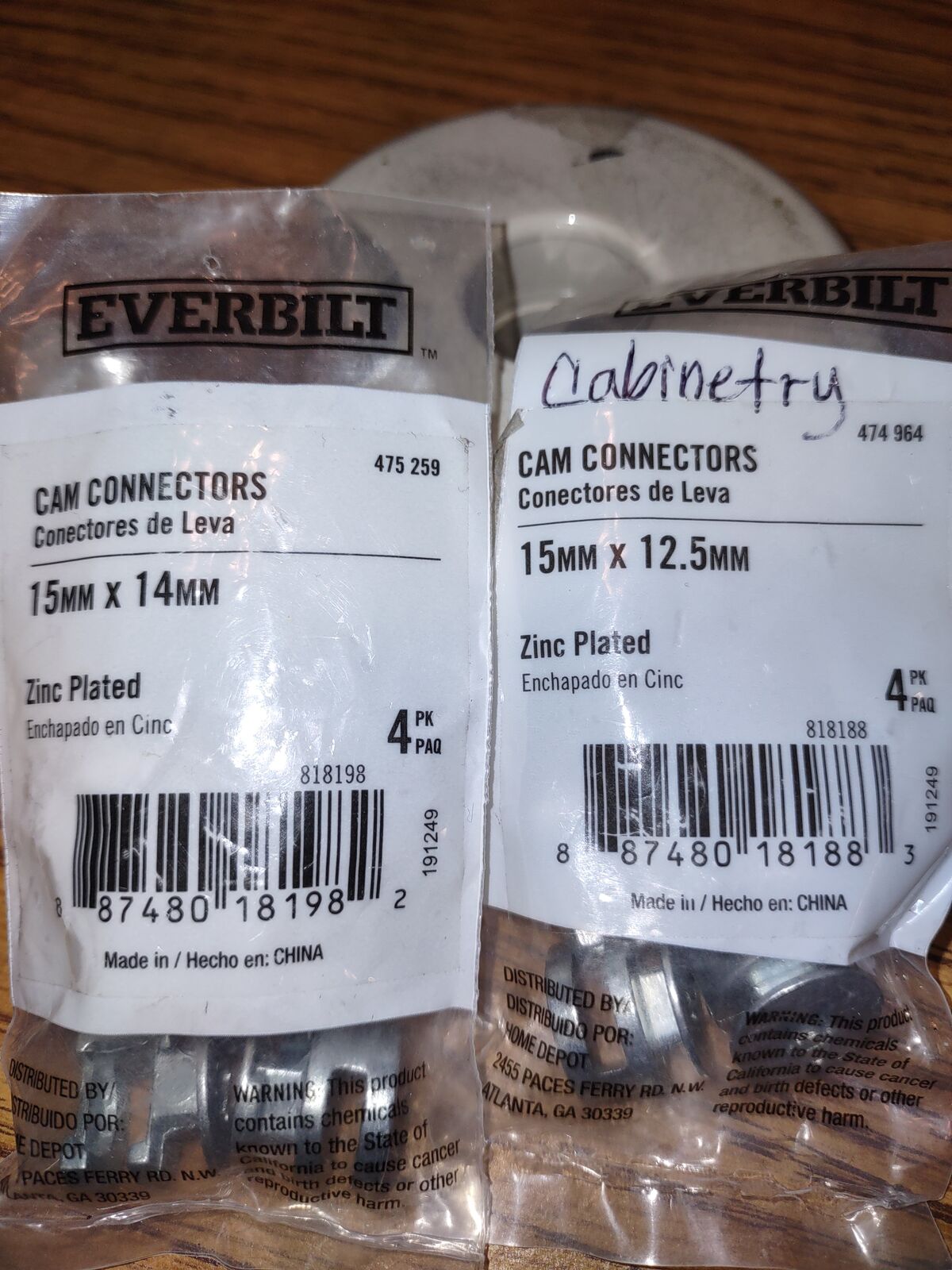 CABINETRY CAM CONNECTORS