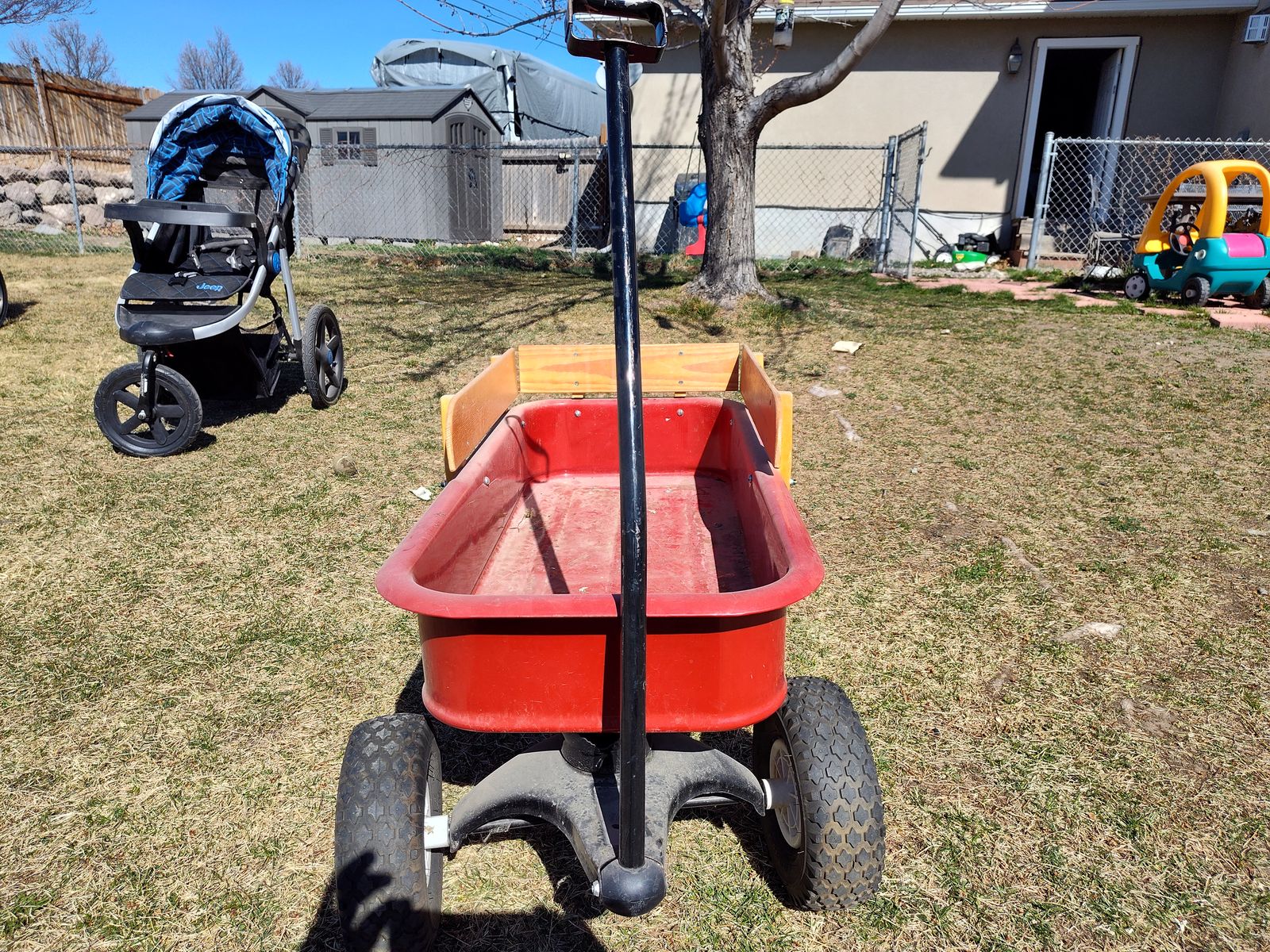 radio flyer wagon metal and wood