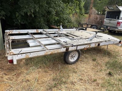 Used Utility Trailer - White Single Axle, Diamond Plate storage area.