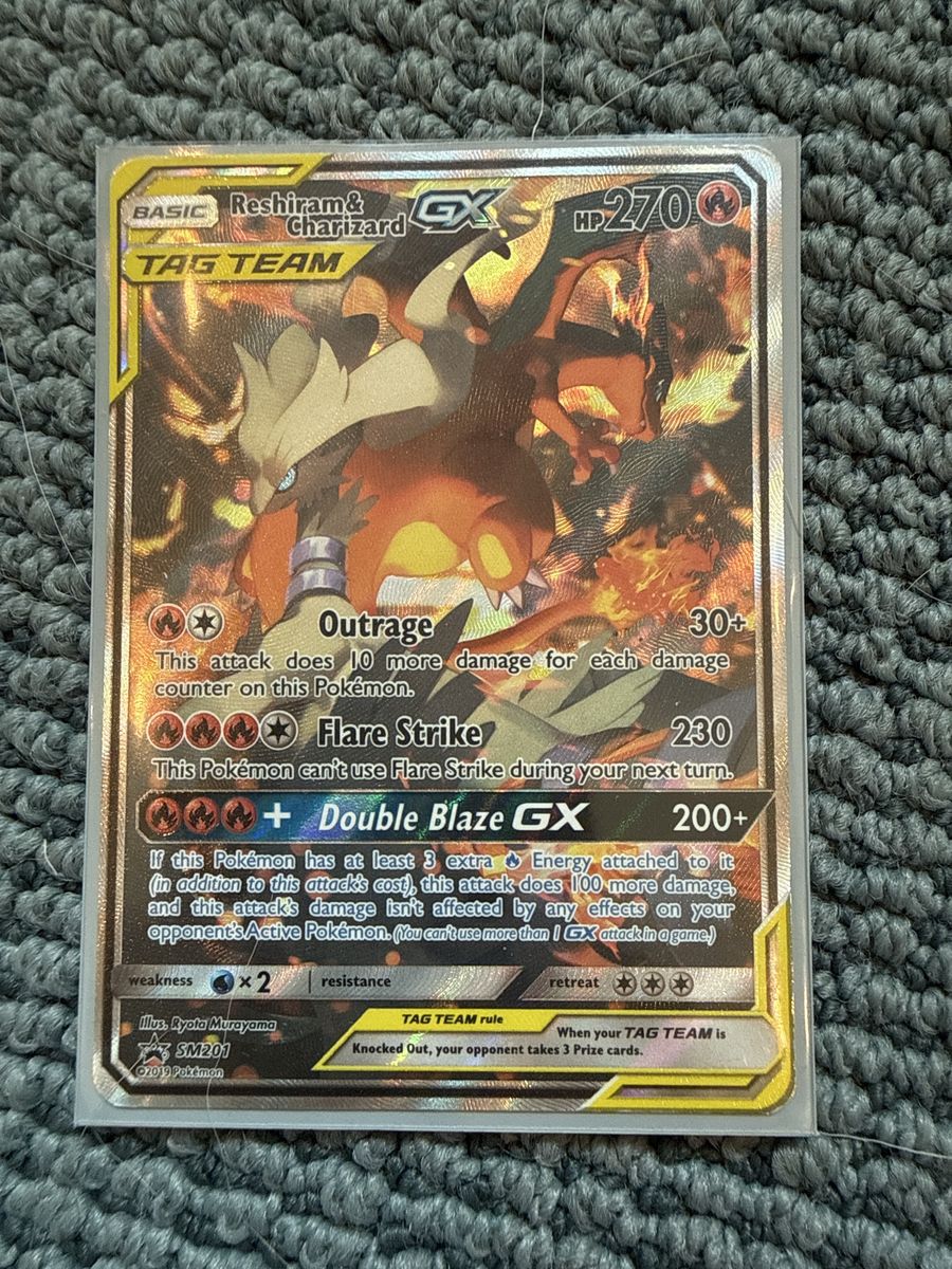 Reshiram & Charizard GX SM201 Tag Team Promo Pokemon Card