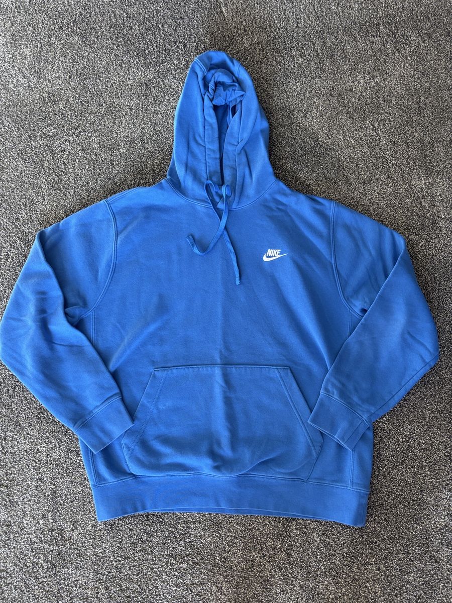 Nike Men's Blue Hooded Sweatshirt- Size Large