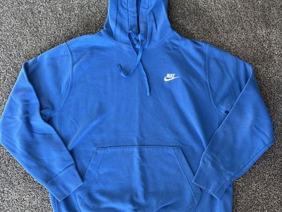 Nike Men's Blue Hooded Sweatshirt- Size Large
