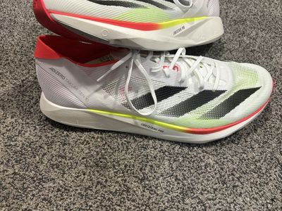 adidas Adizero Takumi Sen 10 Size 11.5 Running Shoes White/Black/Red