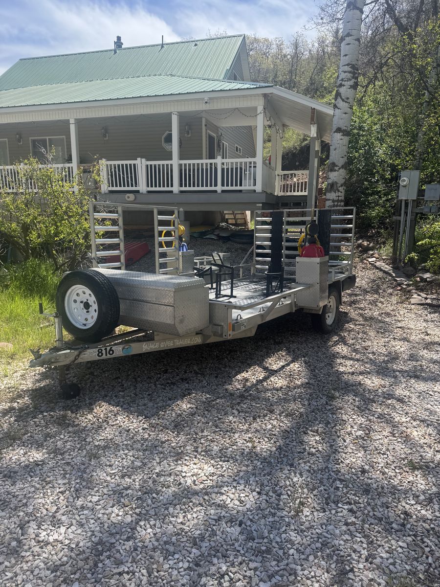 Aluminum multi-functional Snake River Co open bed 12x6 trailer