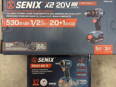 Senix X2 20V Brushless Drill + Impact Combo - New