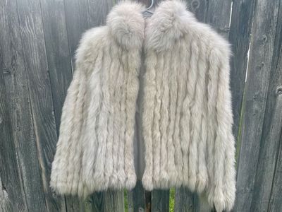 Luxurious White Fox Fur Jacket - 70s Vintage Style, Size Small, Polyester Lined