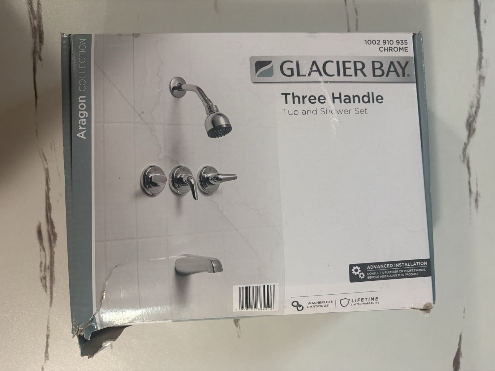 Glacier Bay Aragon Collection Three Handle Tub and Shower Set - Chrome Finish