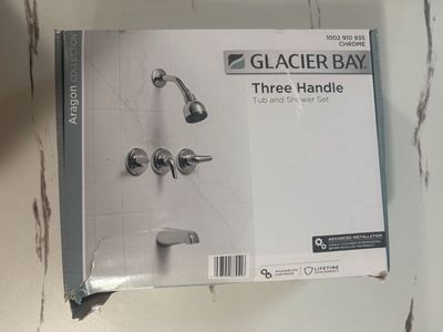 Glacier Bay Aragon Collection Three Handle Tub and Shower Set - Chrome Finish