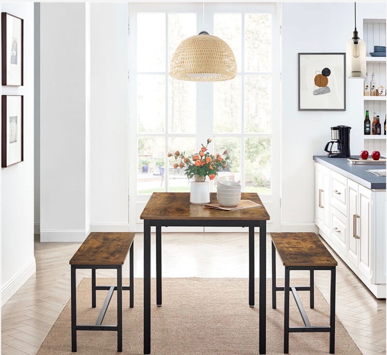 Country dinette set with bench seating