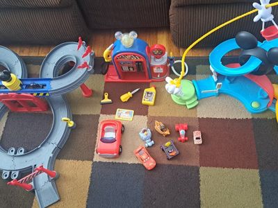 Disney Mickey Mouse track sets and gas station