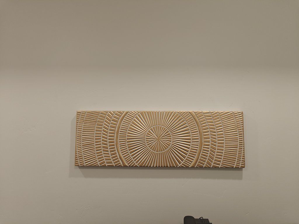 Horizontal Carved Wood Sunburst Wall Art Panel
