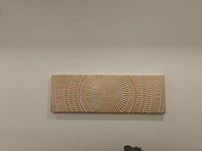 Horizontal Carved Wood Sunburst Wall Art Panel