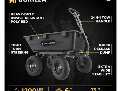 Gorilla Carts Heavy-Duty Poly Dump Cart - 1200 lb Capacity / 6 Cu. Ft.