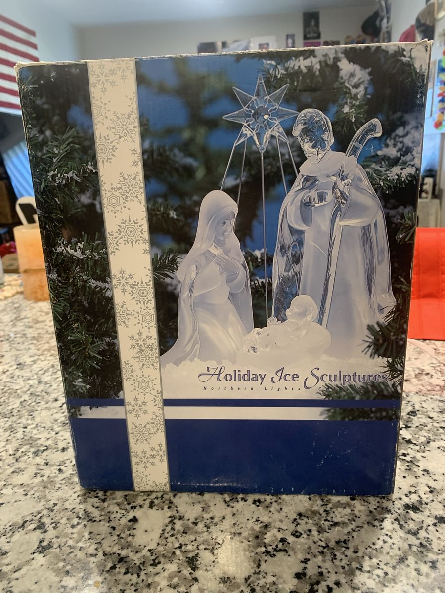 Heritage Mint Holiday Ice Sculptures Nativity Scene Color Changing
