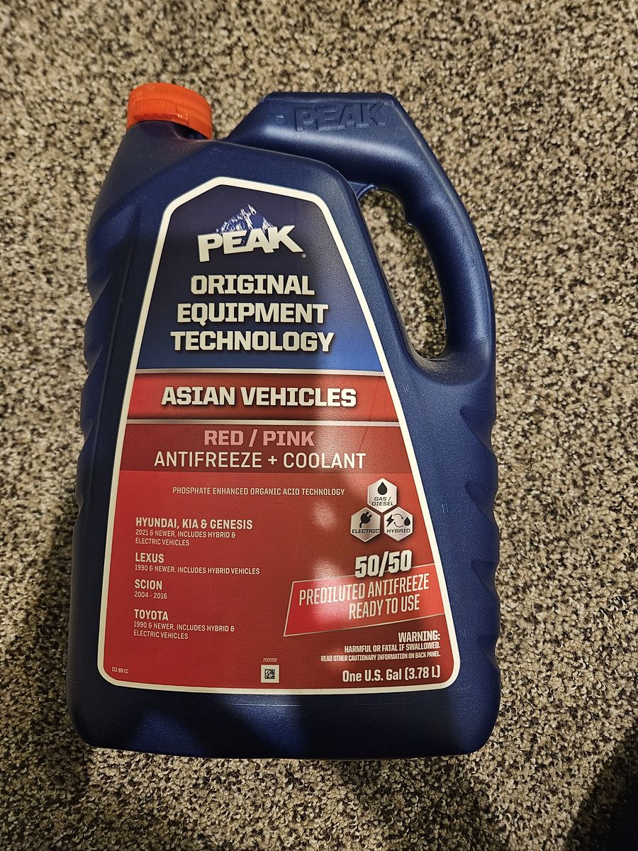 PEAK OET 50/50 Prediluted Antifreeze + Coolant Red/Pink Asian Vehicles 1 Gal