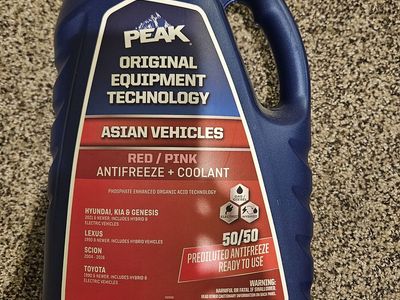 PEAK OET 50/50 Prediluted Antifreeze + Coolant Red/Pink Asian Vehicles 1 Gal