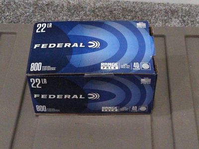 Federal 22 LR Range Pack Rimfire Cartridges - 800 Rounds, 40 Grain LRN