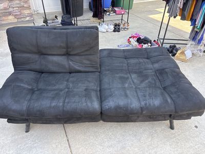 Black Fabric Futon Sofa Bed - Convertible Sleeper for Living Room or Guest Room