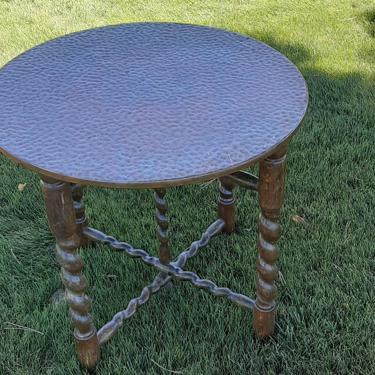 Unique Antique Barley Twist Copper Top Table