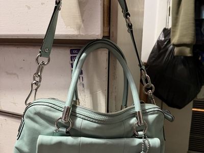Coach Mint Green Leather Shoulder Bag Satchel with Silver Hardware