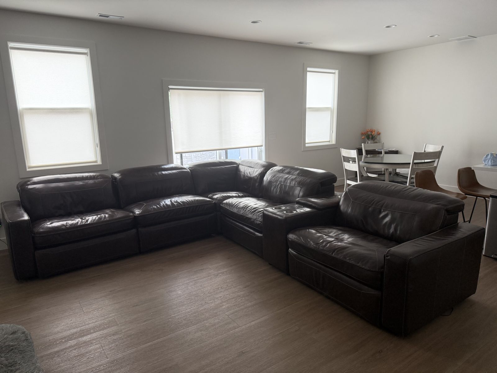 Leather Power Reclining Sectional with Console