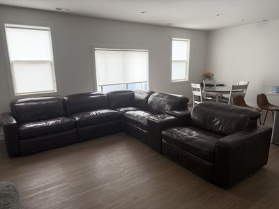 Leather Power Reclining Sectional with Console