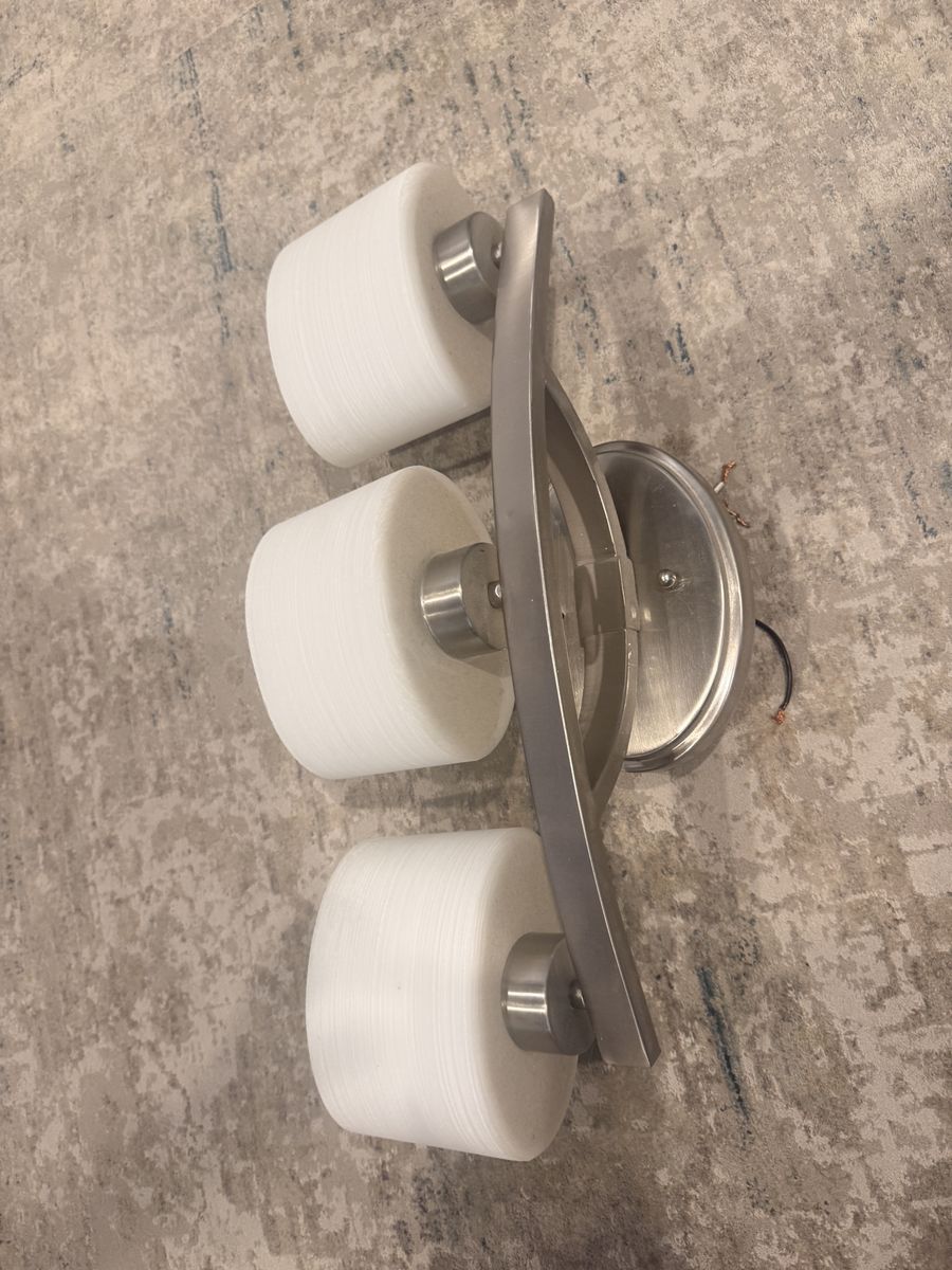 Unbranded Brushed Nickel Bathroom Vanity Light Fixture, 3 White Cylindrical Shades