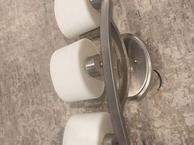 Unbranded Brushed Nickel Bathroom Vanity Light Fixture, 3 White Cylindrical Shades