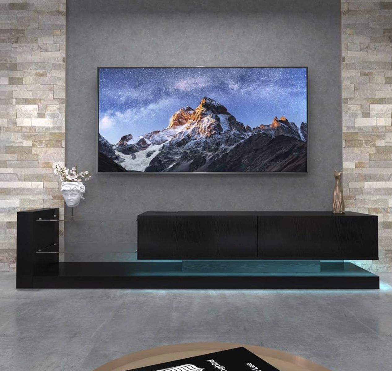 LED TV Stand Entertainment Center: 31 Modes LED Ambiance & Built-in Power Hub - Supports 75 Inch TV