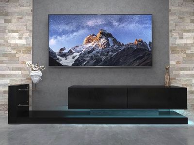 LED TV Stand Entertainment Center: 31 Modes LED Ambiance & Built-in Power Hub - Supports 75 Inch TV