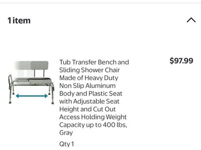 Heavy Duty Gray Aluminum Tub Transfer Bench & Sliding Shower Chair, 400 lbs Capacity, Adjustable Height