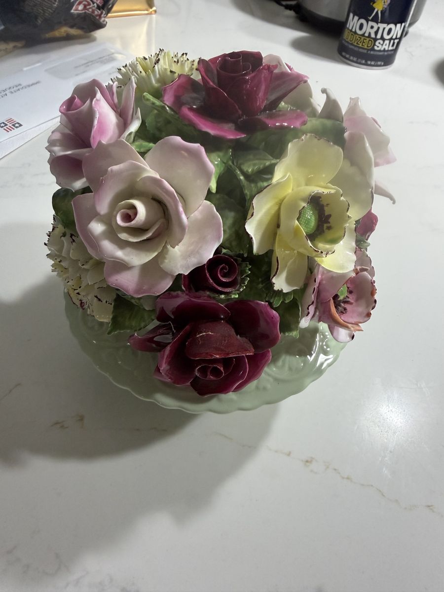 Vintage Porcelain Floral Arrangement Centerpiece Figurine Multi-Color