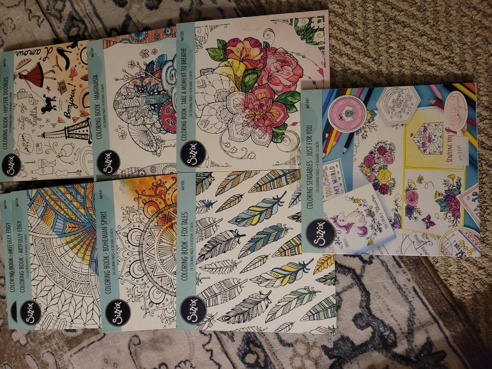 Sizzix "adult" coloring books, and Doodle Pops
