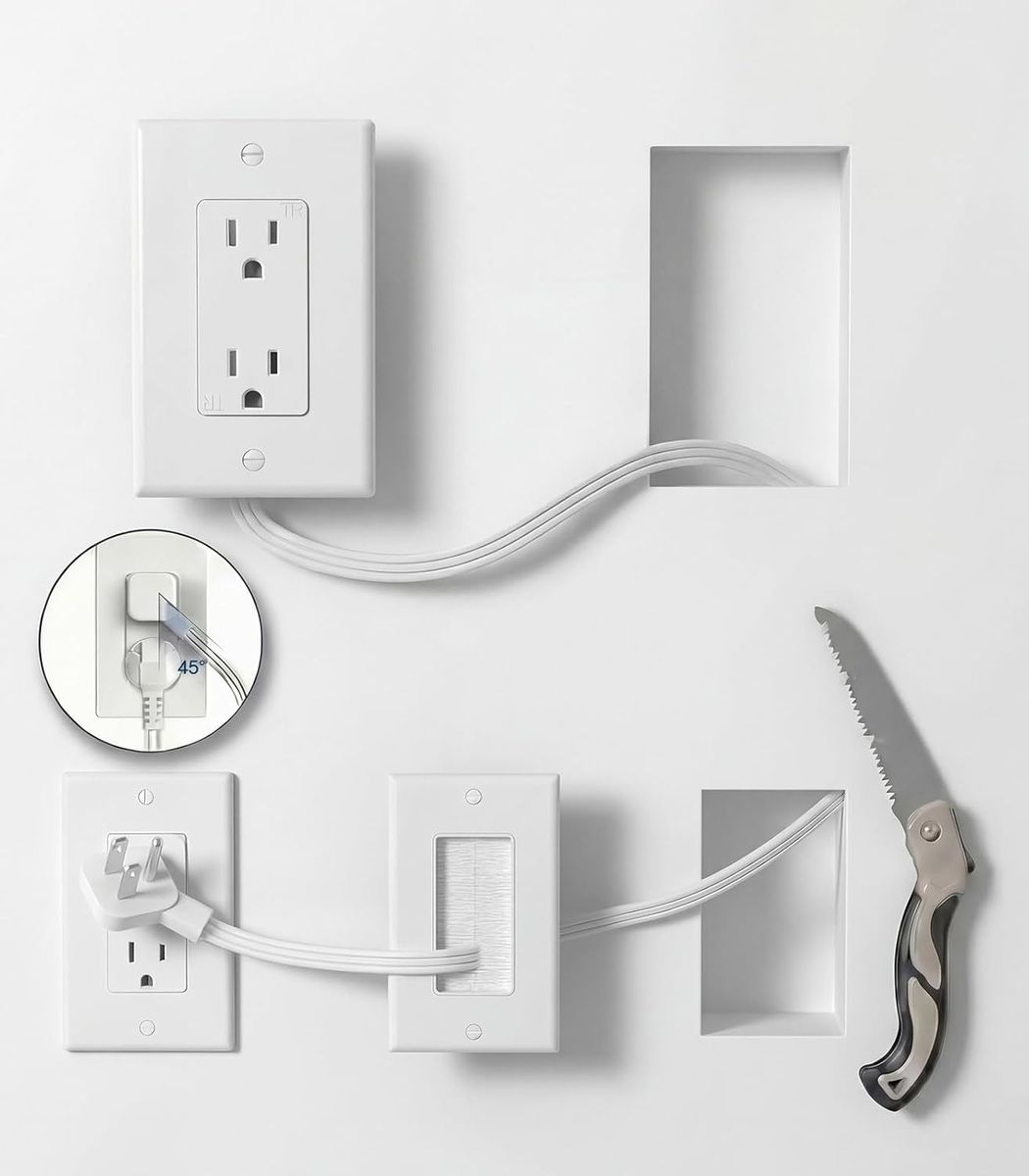 NEW in-Wall Cable Management Kit with Recessed Outlet Box, Dual Outlet Extender for Wall Mount TV, 9.8ft Extension Cord