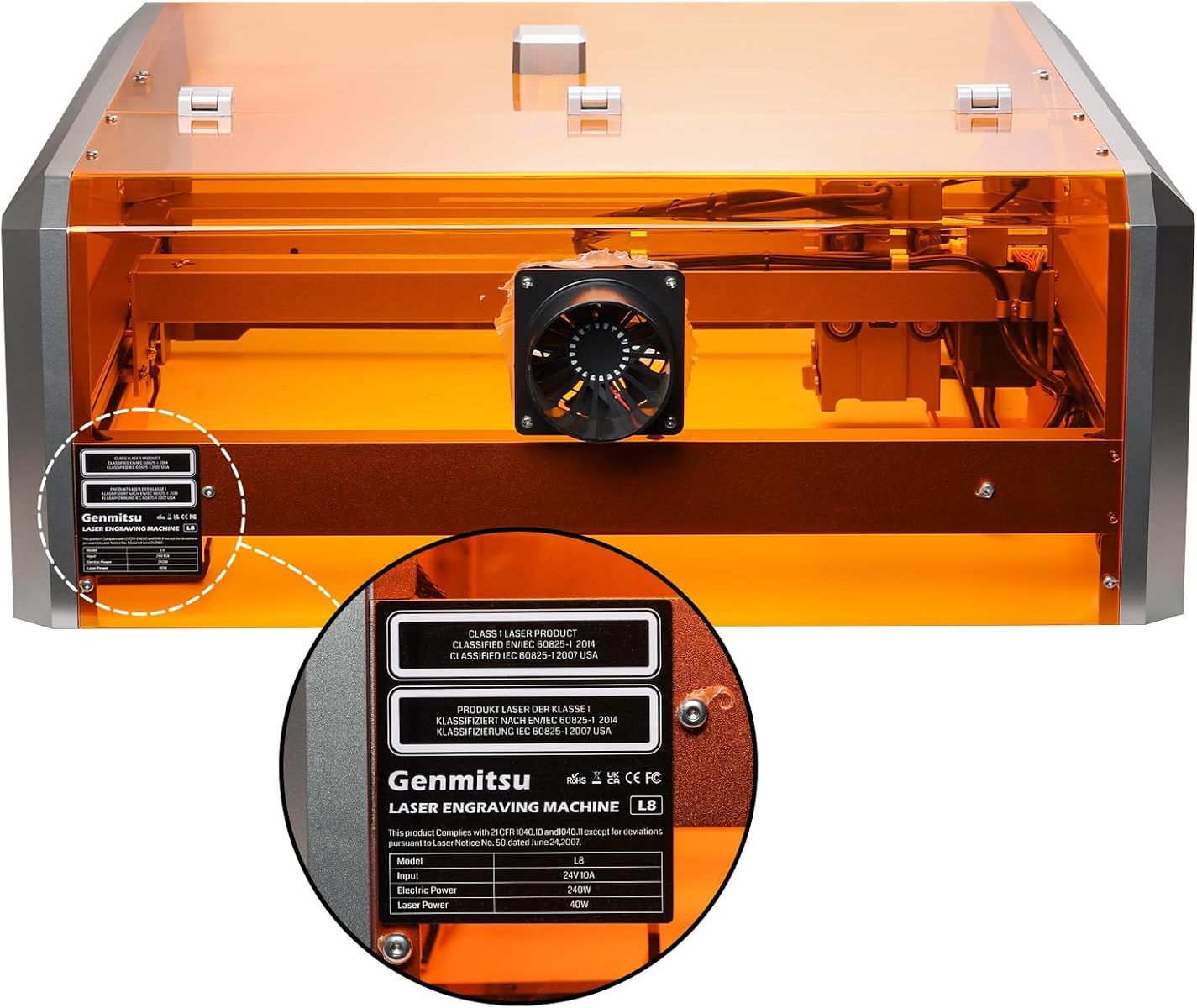 L8 Laser Engraver Machine, 40W Power, 40000mm/min High Speed All-in-one, Air Assist, Lightburn Camera