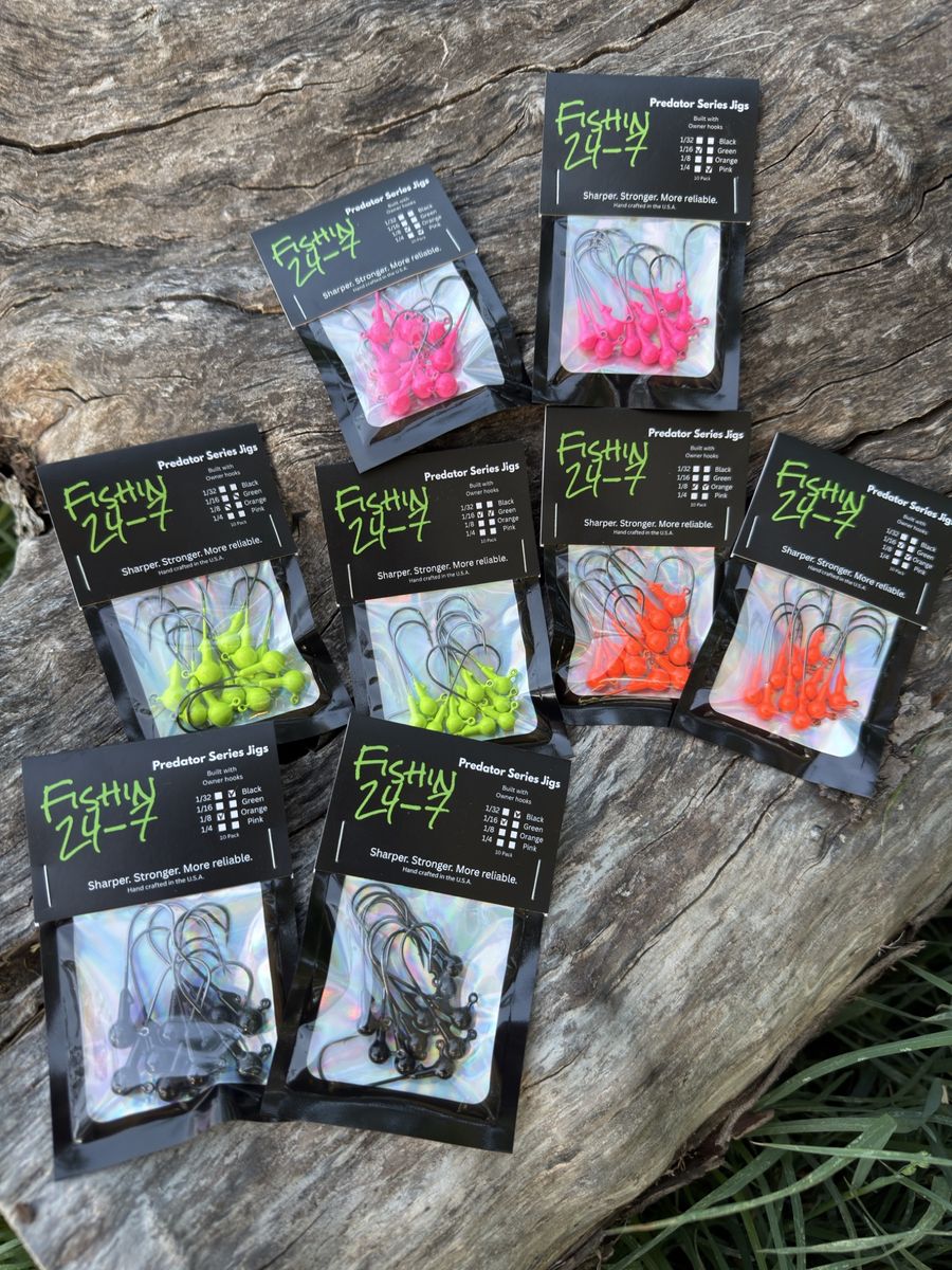 Fishin 24-7 Predator Series Jigs - Assorted Colors & Sizes - Made with OWNER hooks.