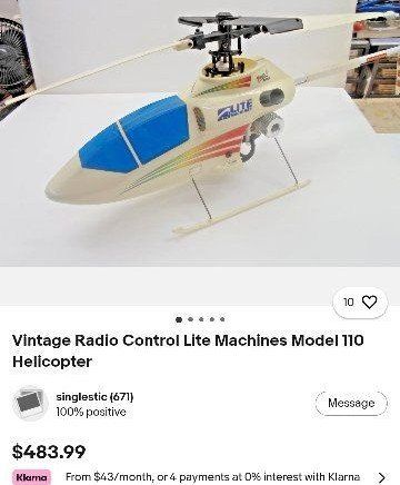 Lite Machines Model 110 RC helicopter, $500 Starter kit