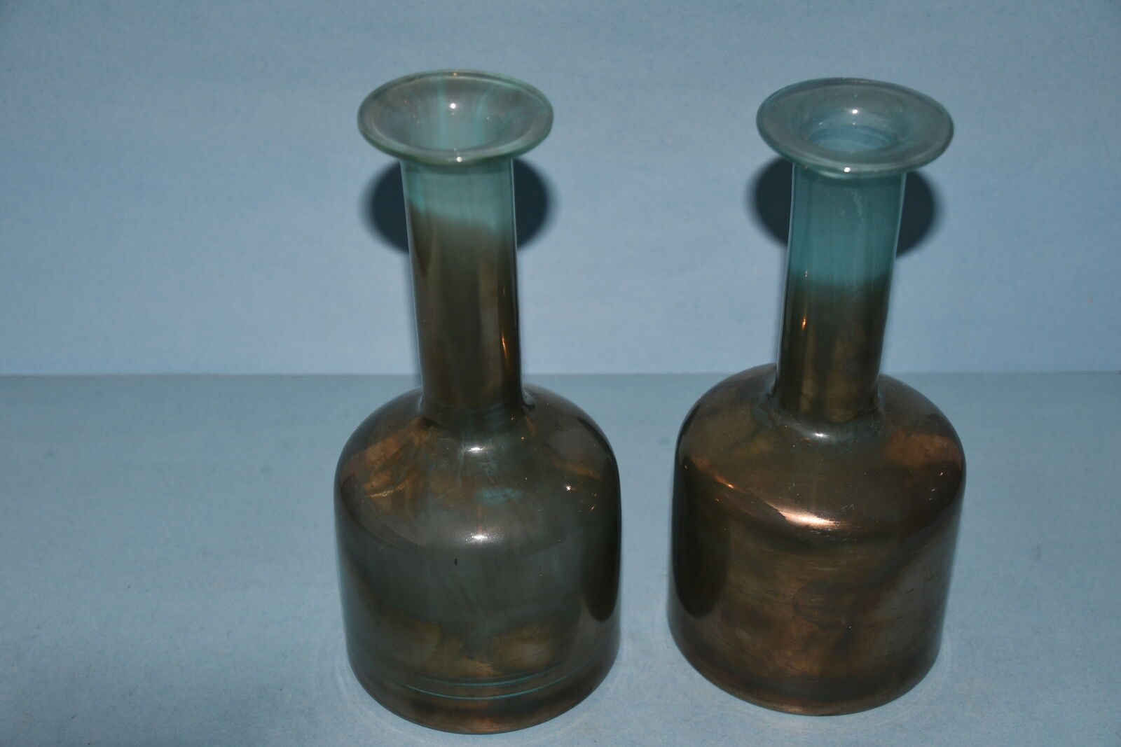 2 NEW "AEGEAN" LONG NECK BLUE VASES ~ HEIGHT 10" ~ BEAUTIFUL COLOR ~ NO CHIPS!